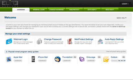 uControl™ email services provided through Media Temple™ hosted accounts